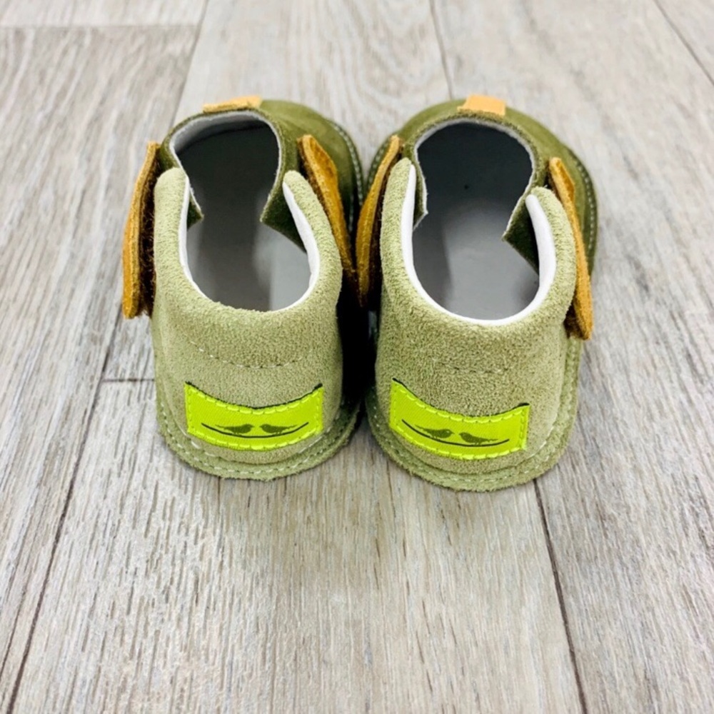 Pipit Suede Stripe Olive Green Baby Shoes Size 4 - Picture 5 of 10